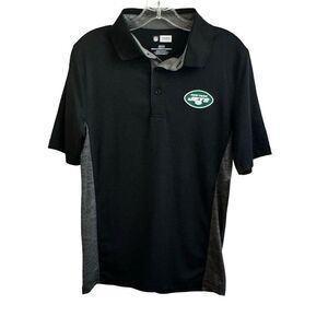 NFL Team Apparel Women’s New York Jets Short Sleeve Polo Black Gray Small NEW